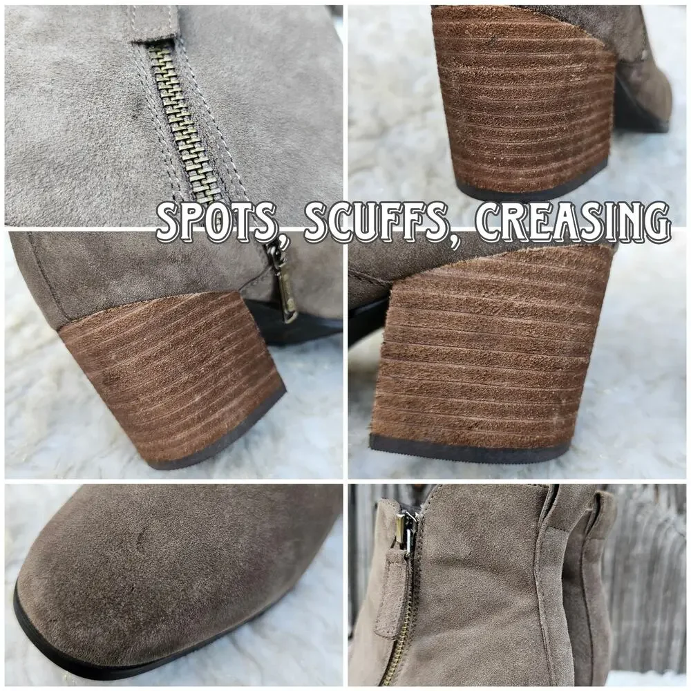 Suede Ankle Boot Tan Leather Blondo Waterproof Siena Bootie Size 8.5 Zip Heeled - Picture 9 of 13